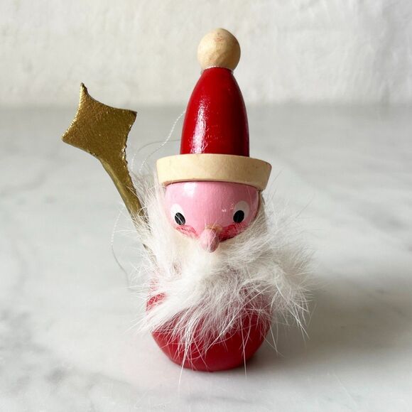 Vintage Steinbach Christmas Ornament Wooden Santa Gold Scepter Made in Germany - Picture 2 of 7